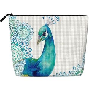 FZGGWYHL Mooie Pauw en Bloemen Gedrukt Fake Hennep Hennep Make-up Bag Dagelijkse Opbergtas, Zwart, Eén maat, Tas Organizer