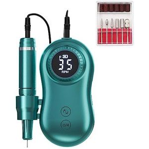 Nagelvijl elektrisch, Nieuwe 35000 RPM nagelmachine, manicuremachine, elektrische nagelboormachine, elektrische nagelvijl LED-display, oplaadbaar for alle gel(Verde)