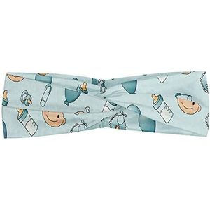 ABAKUHAUS Baby Hoofdband, Infant Elements Pattern, Elastische en Zachte Bandana voor Dames, voor Sport en Dagelijks Gebruik, Baby Blue Turquoise Tan