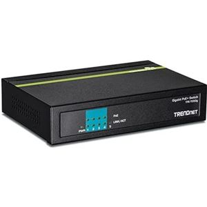 TRENDnet TPE-TG50G 5-poorts Gigabit PoE+ Switch, 31 watt PoE totaal vermogen, 10 Gbit/s schakelcapaciteit, plug & play, full & half duplex