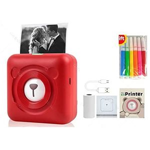 printer, Mini Pocket Printers Bluetooth Fotoprinter(Red Printer)