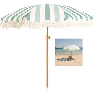 Strandparasols met franje, boho franjeparaplu, strandstoelparaplu witte franje, boho parasol met franje, boho paraplu buitenterras, met draagtas (Color : C, Size : 200 * 240cm/6.5 * 7.8ft)