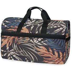 Plant Gras Bladeren Grijs Oranje Sport Zwemmen Gym Tas met Schoenen Compartiment Weekender Duffel Reistassen Handtas voor Vrouwen Meisjes Mannen