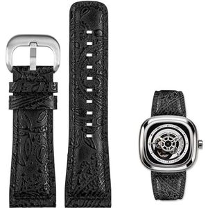 dayeer Echt koeienhuid Lederen Horlogeband Voor Zeven Vrijdag Q2/03/M2/M021/T2 Vintage styleDiesel horlogeband voor heren Armband accessoires (Color : Color 8 silver, Size : 28mm)