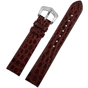 LUGEMA Ultra Dunne Krokodil Horlogeband Krokodil Horlogeband 12 13 14 16 18 19 20 21 22mm Horlogeketting Man Vrouw Polsband Pin Gesp (Color : Brown SKB, Size : 16mm)