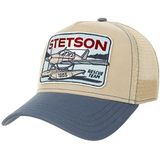 Stetson Rescue Team Trucker Pet Dames/Heren - truckercap baseballpet mesh cap Snapback met klep voor Lente/Zomer - One Size beige-blauw
