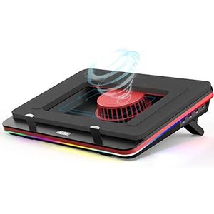 IETS GT500 Stark Turbo-Fan (5000 rpm) RGB-laptopkoelpad met traploze snelheid, afdichtingsschuim voor snel afkoelende gaming-laptop, 13-17,3 inch koeler met 3-poorts USB-hub