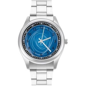 Zwart Gat Heren Roestvrij Staal Horloges Quartz Horloge Gemakkelijk te Lezen Custom Gift voor Papa Vriend