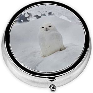 Sneeuwuil om de Pillendoosje Decoratieve Doos van de Pillendoos, Twee Compartiment Pillendoosje