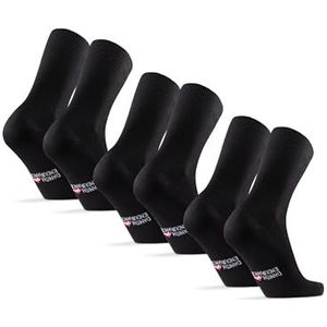 DANISH ENDURANCE Zachte Top Diabetes Crew Sokken voor Heren & Dames, 3-pack, Nette Brede Bamboe Sokken zonder Elastiek,Vocht Afwerend, Ademend, Zwart, 43-47
