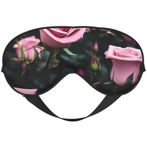 Roze Rose Print Comfortabele Oogmasker Ademend Verstelbare Mannen Vrouwen Lichtgewicht Reizen Yoga Werk