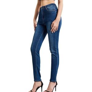 OHERUWKLS Damesmode Klassiek Comfort Casual Hoge Taille Stretch Slim Fit Katoenen Denim Leggings,Dark blue,L