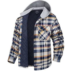 Youthful flying Heren houthakker geruite jas shirt fleece geruite shirts flanel winter gewatteerde jassen met capuchon (maat: 5XL, kleur: kaki)