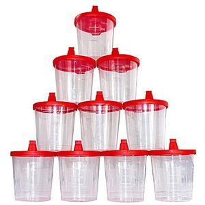 Medi-Inn urinebeker, 125 ml, met rood klikdeksel, urinemonsterbeker, kunststof beker (10 stuks)