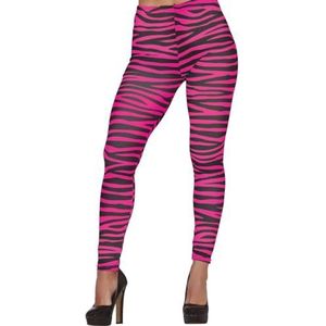 Jaren 80 & 90 Kostuums | Wild And Out Zebra Legging Roze Vrouw | Maat 38-40 | Carnaval kostuum | Verkleedkleding