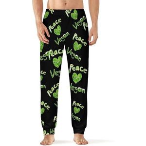 Peace Love Veganistische pyjamabroek voor heren, zachte loungebroek met zak, slaapbroek, loungewear