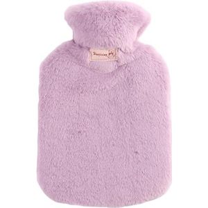 Warmwaterkruik verdikte pluche warmwaterzak 2000 ml PVC warme flessen handwarmer cover wrap warmwaterkruik zak voor bed periode kramp warmwaterzak (paars)