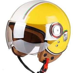 Open Face Helm · Mannen & Vrouwen Motorfiets Scooter Half-Face Helmen Jet Piloot Motor Retro Chopper Cruiser Vintage Bromfiets Helm · DOT/ECE Goedgekeurd, voor Kinderen Jeugd D,M=55-56CM