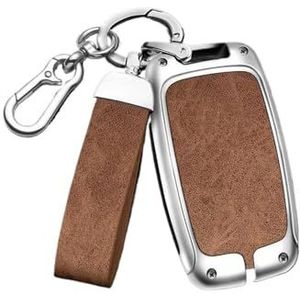 Sleutelbehuizing houder Auto Zinklegering Sleutel Tas Bescherming Interieur Shell Sleutelhanger Auto Key Case Houder Accessoires Voor Jaguar XE XJ XJL XF Voor Gitaar E-Tempo Sleutelbehuizing(A-silver