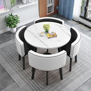 XIANGLV Eettafelset voor 4 vergaderzalen tafel ronde tafel en stoelen eetkamer tafel set voor 4 kleine ronde eettafel ronde keukentafel cirkel keukentafel (A15,90x90x75cm)