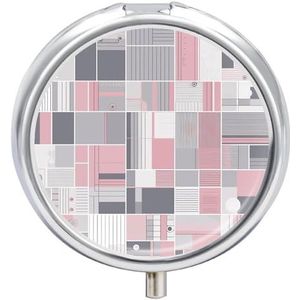 Pillendoosje Travel Pill Organizer Perzik en Grijze Bars Gedrukt Leuke Pillendoos Handige Pillendoos Geschikt om in zakken en zakken te worden geplaatst