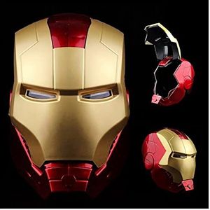 OOPETY Avengers Iron Man Volwassenen Kinderen Helm Masker Jeugd Superhelden Maskers Compleet Kerstmis Carnaval Ogen met LED-licht Elektronisch Hoofd Lichtkap Masker Hoofdtooi, Rood-Jeugdstijl (55 cm)