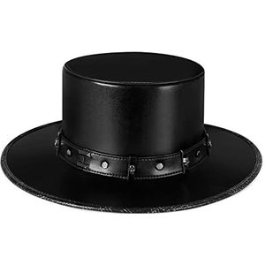SLEDEZ Unisex Gothic Steampunk Hoeden PU Lederen Gentleman Top Hat Punk Top Hat Party Podium Prestaties Kleding Accessoires