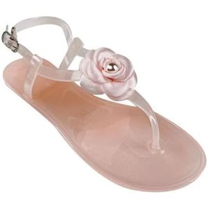 ZOIKOM Platte sandalen voor dames, platte schuifsandalen, casual lente en zomer, platte jelly sandalen, schoenen voor vrouwen, roze, 38 EU