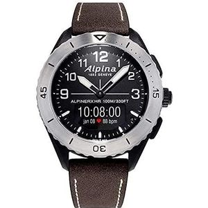 Alpina Heren analoog digitaal kwartshorloge met leren armband AL-284LBBW5SAQ6, zwart, riemen