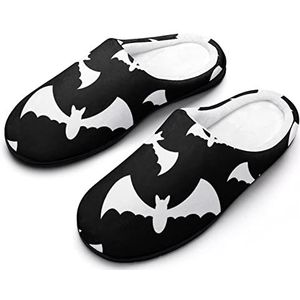 Zwart-wit Vleermuizen Katoenen Slippers Voor Vrouwen Warme Anti-Slip Rubber Zool Huis Schoenen Voor Indoor Hotel 11-12 (42-43)