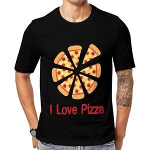 I Love Pizza T-shirt met korte mouwen voor heren met ronde hals print casual T-shirt 5XL