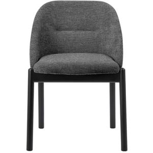 Glam_ee DORY stoel, designstoel voor woonkamer, restaurant, hotel, zwart gelakte essenstructuur, modern en resistent, bekleed met antraciet stof