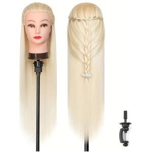 Mannequinhoofdmodel met lang synthetisch haar, mannequinhoofdstylinghoofd for kappersopleiding, poppenhoofd for vlechtoefeningen(Mixed Colors 5)