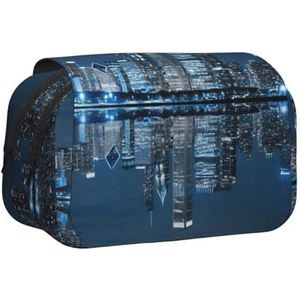 JEJEA Chicago Gereflecteerde Print Pen Etui Potlood Case Houder voor Potloden Make-up Multifunctionele Organizer Doos voor Adluts, Zwart, Eén maat, Toilettas