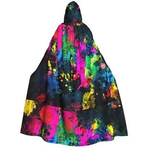 NEZIH Kleurrijke abstracte schilderij capuchon mantel voor volwassenen, carnaval heks cosplay gewaad kostuum, carnaval feestbenodigdheden, 185 cm