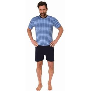 Normann Care Verzorgingsoverall voor heren, korte mouwen, eendelige pyjama met ritssluiting op de rug en benen, blauw, M