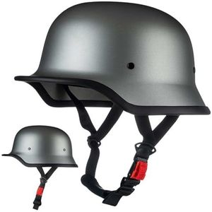Duitse motorhelm, Duitse retro straathelm, ECE-gecertificeerd, met verstelbare snelsluiting, geschikt voor fietsen, cruisers, scooters, geschikt voor alle seizoenen E,2XL63-64CM