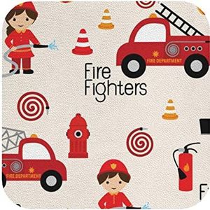 Kleine jongens en meisjes in brandweerlieden lederen onderzetterset - hoogwaardig, duurzaam en gemakkelijk schoon te maken - 6 stuks geschikt voor verschillende instellingen, waaronder eetkamers,