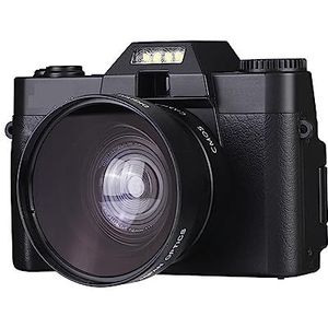 48MP digitale camera 4K 180 ° flip-screen webcam for groothoek macrolens Heldere Gedetailleerde Beelden(Standard,With Wide angle lens)