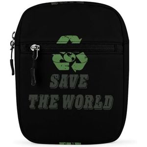 Save The World Mini Crossbody Tas Unisex Anti-Diefstal Side Schoudertassen Reizen Kleine Messenger Bag