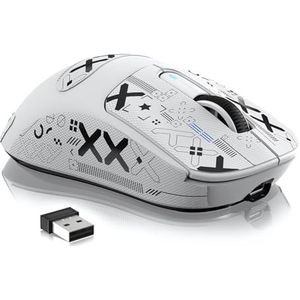 VGN GAMEPOWER x Attack Shark X3MAX PAW3950 Draadloze gamingmuis Superlight, 42000DPI, 49 g ultralichte muis, optische schakelaar, 2,4 G/BT/bekabeld, tot 200 uur Accu, G502, pc/Mac, wit