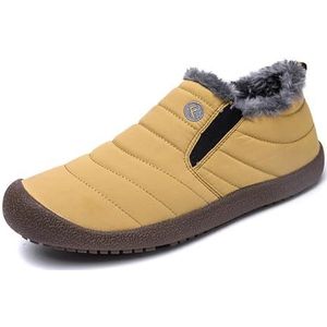 Men's Waterproof Warm Plush Lined Outdoor Snow Ankle Boots,Anti-Slip Slip-on Lightweight Winter Shoes (Color : Yellow, Size : EU 44)