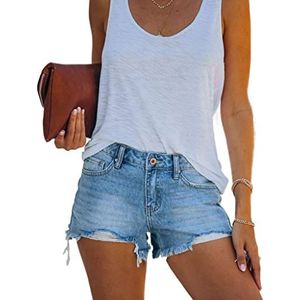 GCX Zomer Street Hipster Slim Fit Ripped Jeans Shorts for Dames Zomer Casual Temperament Lichtblauwe Denim Shorts Sexy (Color : Blue, Size : S)