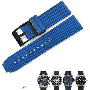 INSTR Natuur Rubber Horlogebandje Voor Breitling Superocean Avenger Heritage Gevlochten Horlogeband 22mm 24mm Band Armbanden (Color : Light blue black, Size : 24mm)