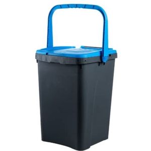 Ecoplast Vuilnisemmer voor afvalscheiding, 50 l, afvalemmer van gerecycled kunststof, blauw, 43 x 41 x 54,4 cm, gemaakt in Italië