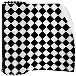 Potlood Case Pen Tas Houder met Rits Coin Organizer Tassen Make-up Cosmetische Pouch voor Vrouwen Tiener Meisjes Jongens Kinderen, Wit & Zwart Rhombus Patroon
