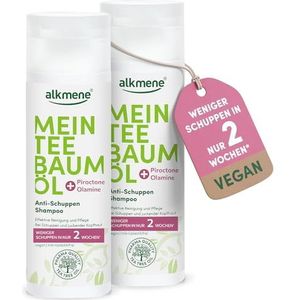 alkmene Mein Tea Tree Oil Anti-roos Shampoo 2 x 200 ml - minder roos in 2 weken - shampoo tegen roos en jeukende hoofdhuid - klimaatneutrale anti-roos haarshampoo met natuurzuivere theeboomolie