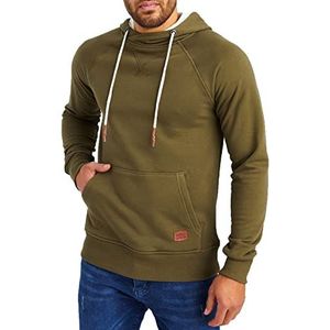 Leif Nelson LN8153 Herentrui met capuchon en lange mouwen, basic, sweatshirt, sweater, Kaki, L