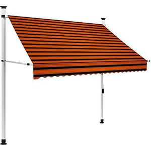 Tidyard Handmatig, intrekbaar zonnescherm, terrasscherm, schuilplaats, inkijkbescherming voor balkon, terras en tuin, 200 cm, oranje en bruin luifel