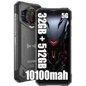 DOOGEE S200 X 5G mobiele telefoons, 32GB + 512GB, accu 10100mAh/33W, Rugged 4G Smartphone, 100MP + 20MP (Vision Nocturne) + 20 MP onverwoestbare telefoon, Android 14 6,72 inch AMOLED FHD+, NFC zwart